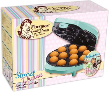 В ретро-дизайні, включаючи Cake-Pop-Butler, Fork & 12 Sticks, 700 Вт, Колір Рожевий (Cake-pop Maker Mint)