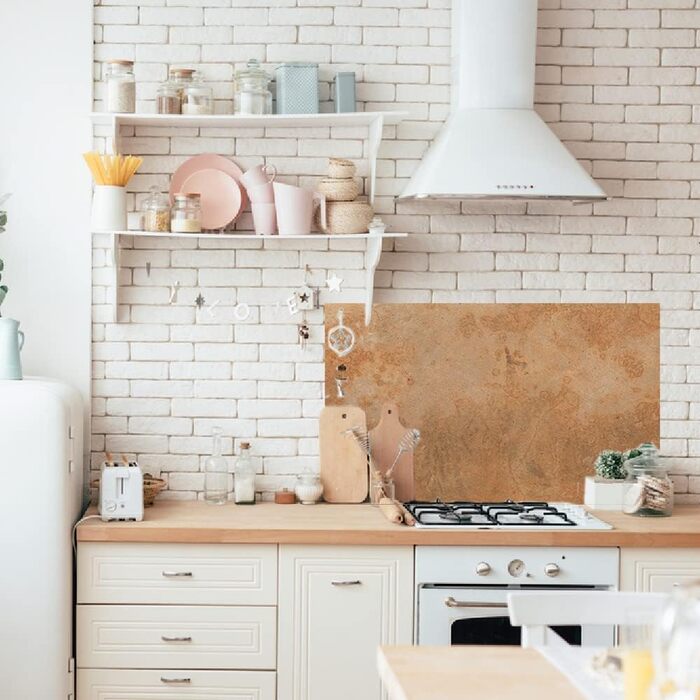 Дизайнерський кухонний фартух з алюмінієвого композиту, кухонний фартух, товщина 3 мм, 60x100 см, (бетонна стіна бежевого кольору)