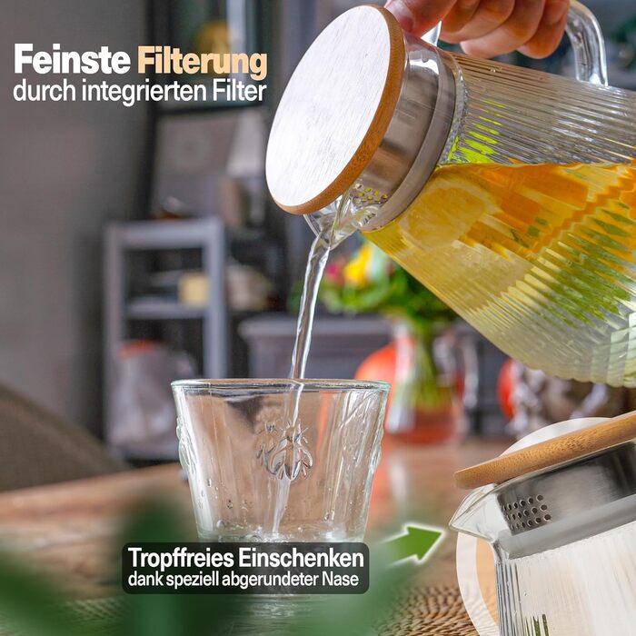 Стеклянный кувшин с крышкой 1,5 л CLIDOR