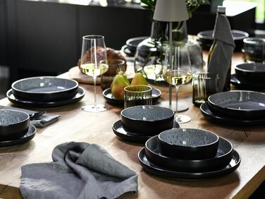 Серія Nordic Fjord набір посуду з 18 предметів, набір тарілок з кераміки (набір мисок для пластівців 6 шт., мороз), 21551