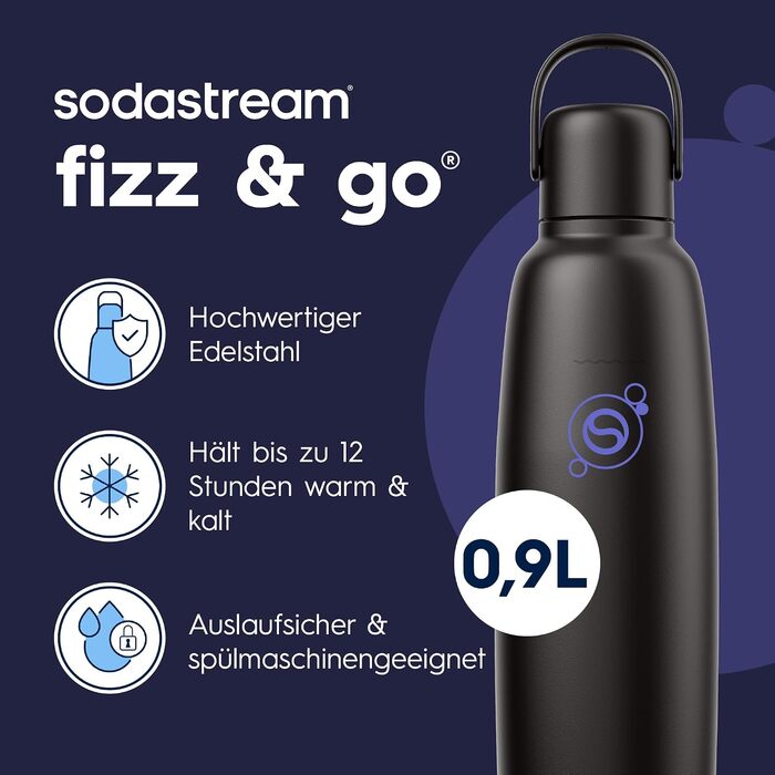Бутылка для газированной воды 0,9 л, черная Fizz & Go SodaStream