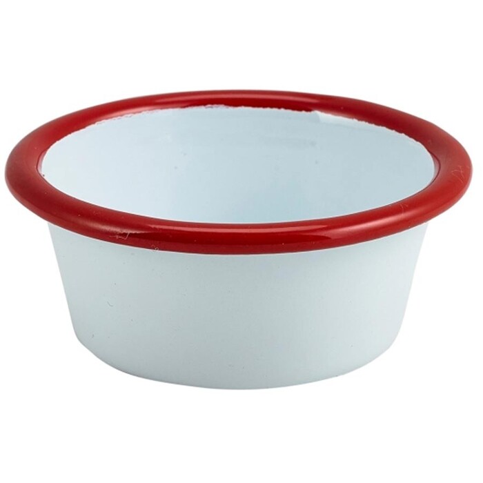Соусник 8х3,2 см, 90 мл, эмаль, красный ободок, GenWare