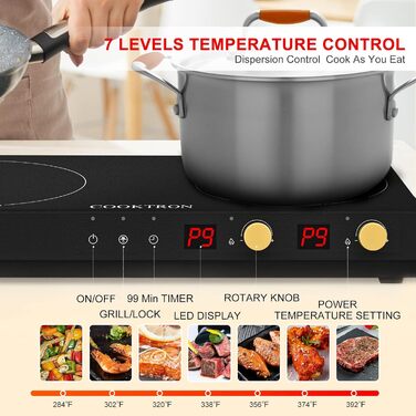Портативна індукційна варильна поверхня на 2 конфорки 1800 Вт COOKTRON
