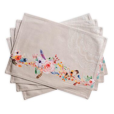 Бавовняні килимки, набір з 4 шт. , декоративні килимки, пасхальні килимки, що миються, для свят, вечерь, весни, літа (33 см x 48 см) (024 - Ібіца - бежевий), 39Hermine, 100