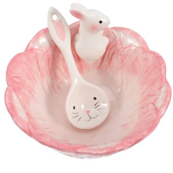 Набір мисок у формі кролика з ложкою рожевий BOSUGE