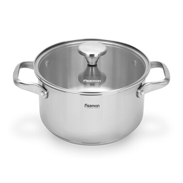 Каструля Fissman MASTER CHEF 20x11 см / 3,1 л зі скляною кришкою нержавіюча сталь (15096)