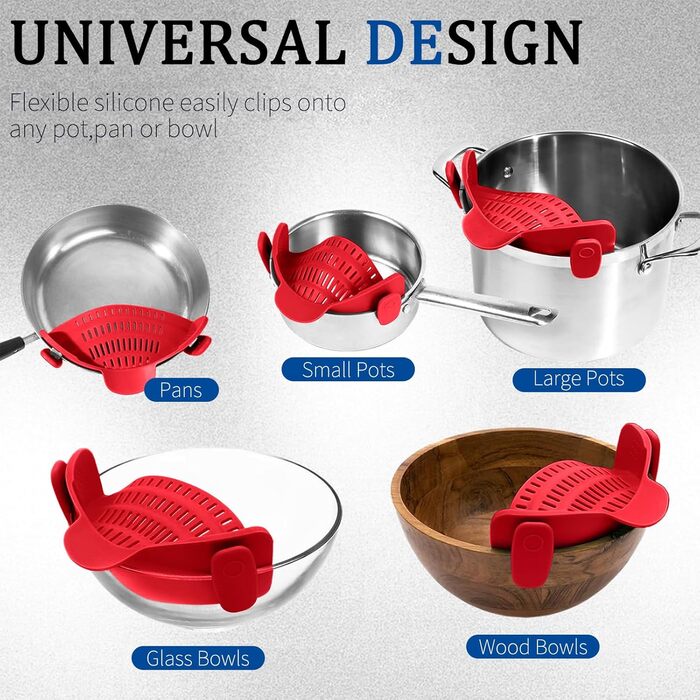 Силиконовые дуршлаги с зажимом 2 шт KATLKIU