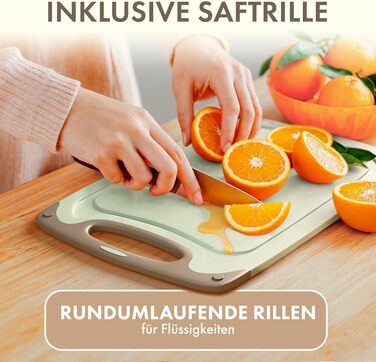 Набір обробних дощок Blumtal 3 розміри (S/M/L) - Велика пластикова обробна дошка з пазами для соку та ручкою - Міцна кухонна обробна дошка без BPA (зелена, комплект з 3 предметів)
