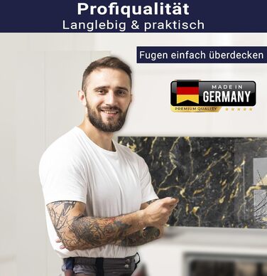 Фартух для плити timalo, настінна раковина, кухонний фартух, скляний вигляд Акрилове скло 2 мм Скляний фартух, акрилові скляні кухонні панелі, захисна панель для фартуха Мармурове біле золото (60x52 см, 67- Мармурове чорне золото)