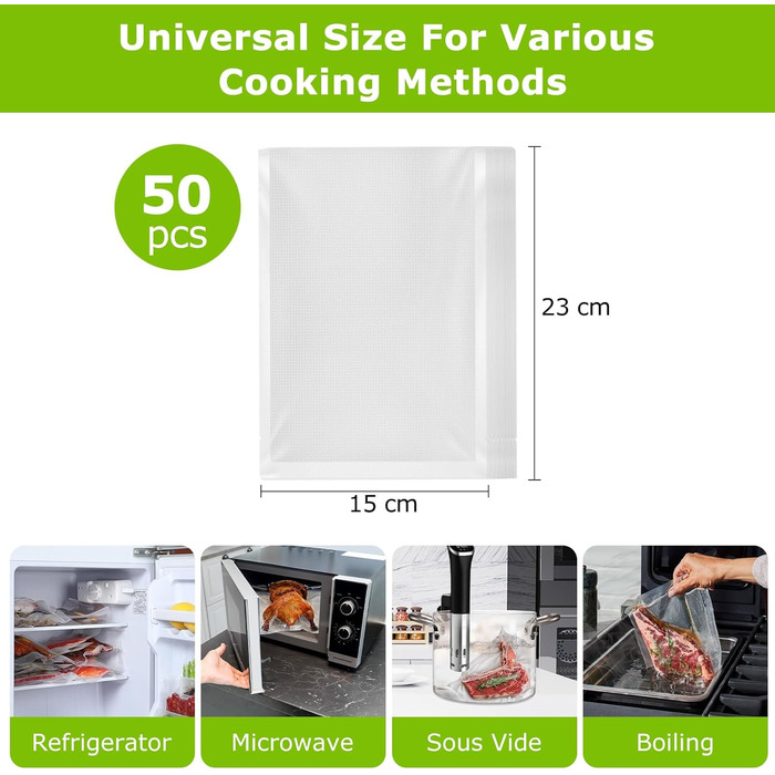 Вакуумні пакети 50 пакетів 15 x 23 см Bonsenkitchen
