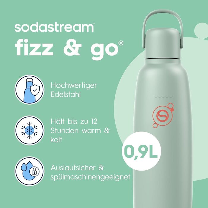 Бутылка для газированной воды 0,9 л, зеленая Fizz & Go SodaStream