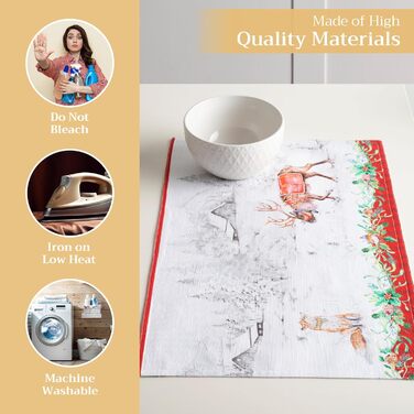 Бавовняні килимки для серветок, набір з 4 шт. , декоративні килимки для серветок, пасхальні килимки, що миються, для свят, вечерь, весни, літа (33 см x 48 см) (05 - Різдвяна традиція), 39Hermine 100