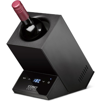 Дизайнерський винний охолоджувач для однієї пляшки, діапазон температур від 5 до 18C, для пляшок до 9 см Ø, сенсорне керування, корпус, малий (чорний)