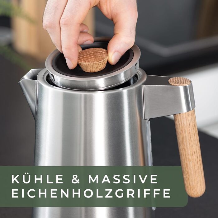 Электрочайник 3000 Вт из нержавеющей стали с деревянной ручкой WALDWERK