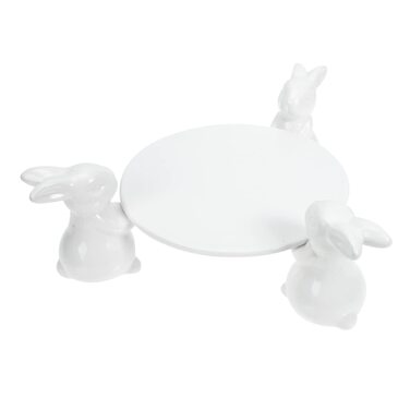 Керамічна тарілка для торта з кроликами 24,5 см VICASKY