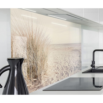 Фартух для плити timalo, настінна раковина, кухонний фартух, скляний вигляд Акрилове скло 2 мм Скляний фартух, акрилові скляні кухонні панелі, захисна панель для фартуха Мармурове біле золото (60x52 см, 106- Reed Beach)