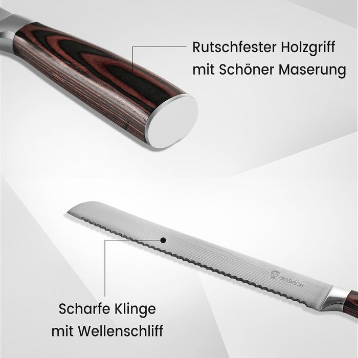 Нож для хлеба с волнистой заточкой 26 см KUOGAS