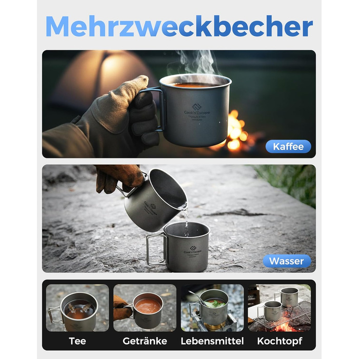 Набор туристических титановых кружок 340 и 470 мл COOK'N'ESCAPE