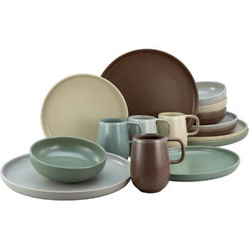 Серия Uno набор посуды из 16 предметов, комбинированный сервиз из керамогранита (Natural, комбинированный сервиз 16 предметов), 22978