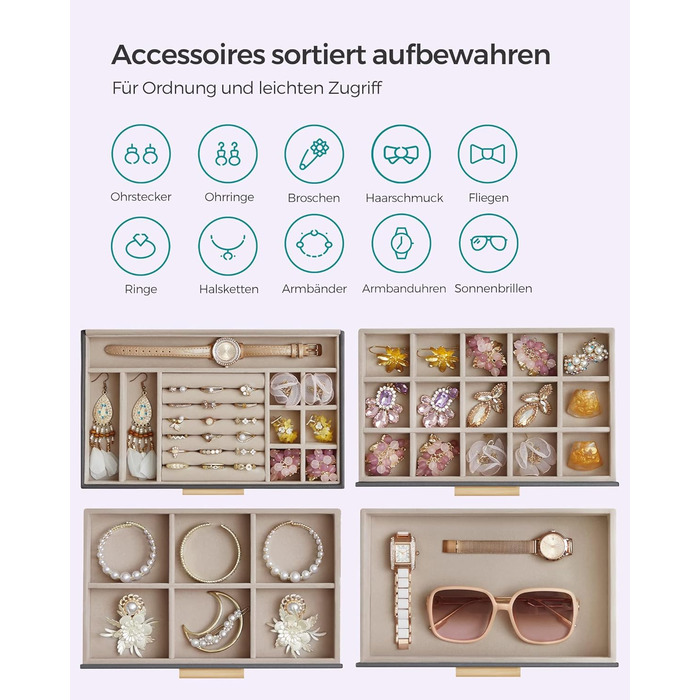 Органайзер для ювелірних виробів 4-рівневий темно-сірий SONGMICS