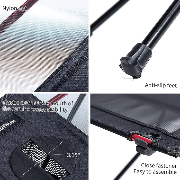 Ультралегкий складной стол для кемпинга черный Naturehike