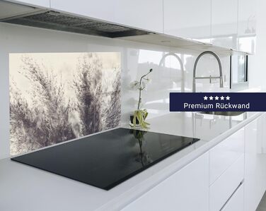 Кухонний фартух timalo зі скляним виглядом Акрилове скло 2 мм Бризкозахисна стіна для плити, скляний фартух, акрилові скляні стінові панелі, захисна панель для фартуха Бетонно-блакитно-сірий (60x52 см, 209- Пампасська трава)