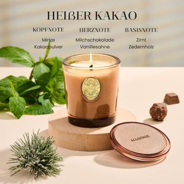 Ароматна свічка M&SENSE "Лісова хатина", ароматичні свічки у склянці, натуральна соєва свічка, час горіння 55 годин, подарункові свічки для жінок та чоловіків, подарункова свічка (гаряче какао, 260 г)