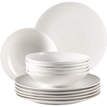 Обеденный сервиз на 6 персон из высококачественного гостиничного фарфора белого цвета, набор тарелок из 12 предметов в винтажном дизайне, набор прочных фарфоровых тарелок 12 шт., 931461 Dalia