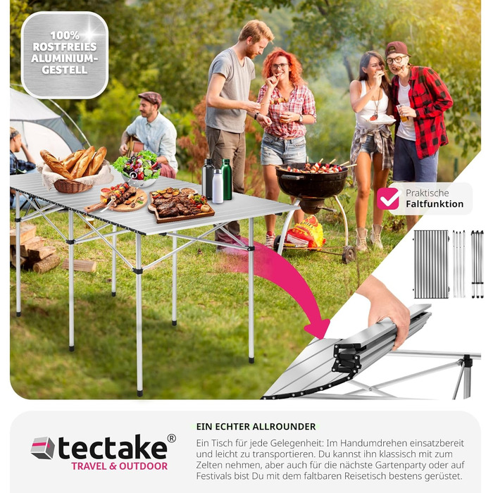 Кемпинговый стол 140 x 70 x 70 см tectake