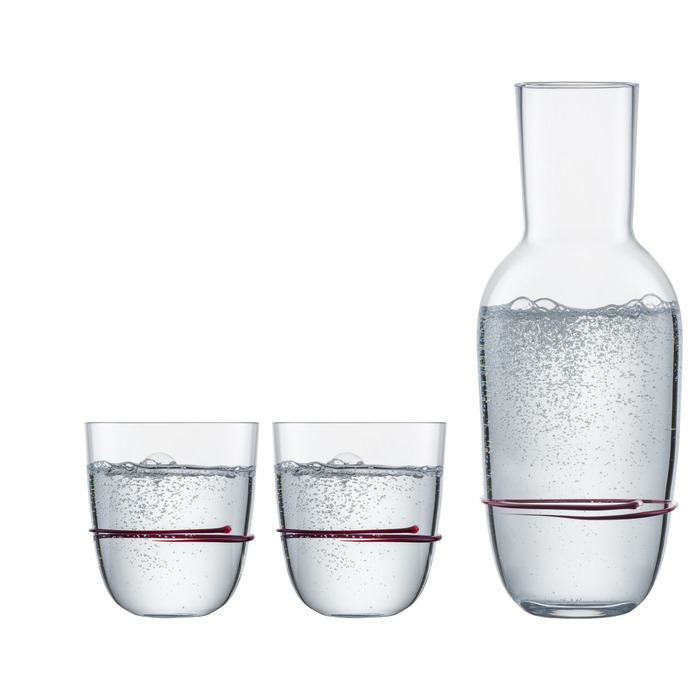 Графин для воды со стаканами, набор 3 предмета, бордовый Aura Zwiesel Glas