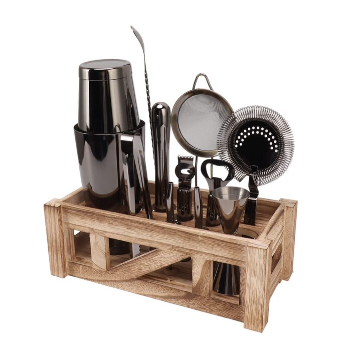 Набір для коктейлів з дерев'яною підставкою UPQRSG