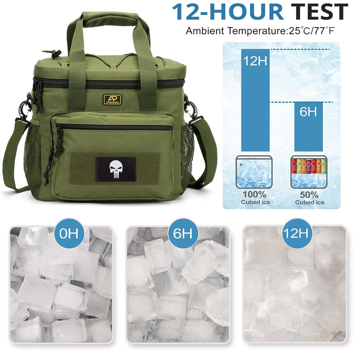 Тактична сумка для ланчу для чоловіків 12,3 л зелена Bunnychic