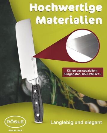 Японський кухарський ніж накірі 18 см Wolfgrey Rosle