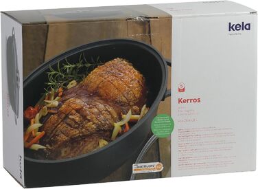 Жаровня 8 л овальная со стеклянной крышкой KERROS Kela