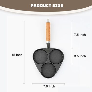 Чугунная сковорода для жарки яиц 3-в-1, черная Justup