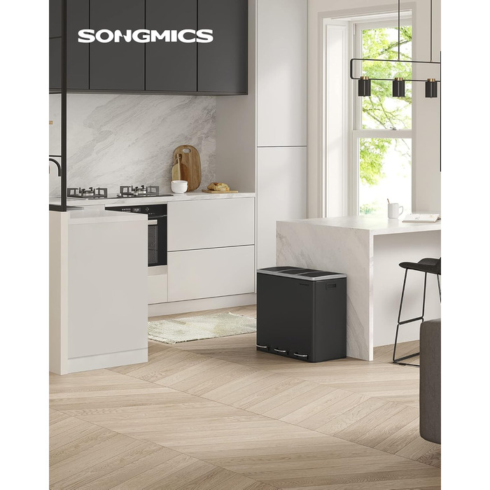 Кухонные мусорные контейнеры, 3 x 18 л, черный SONGMICS