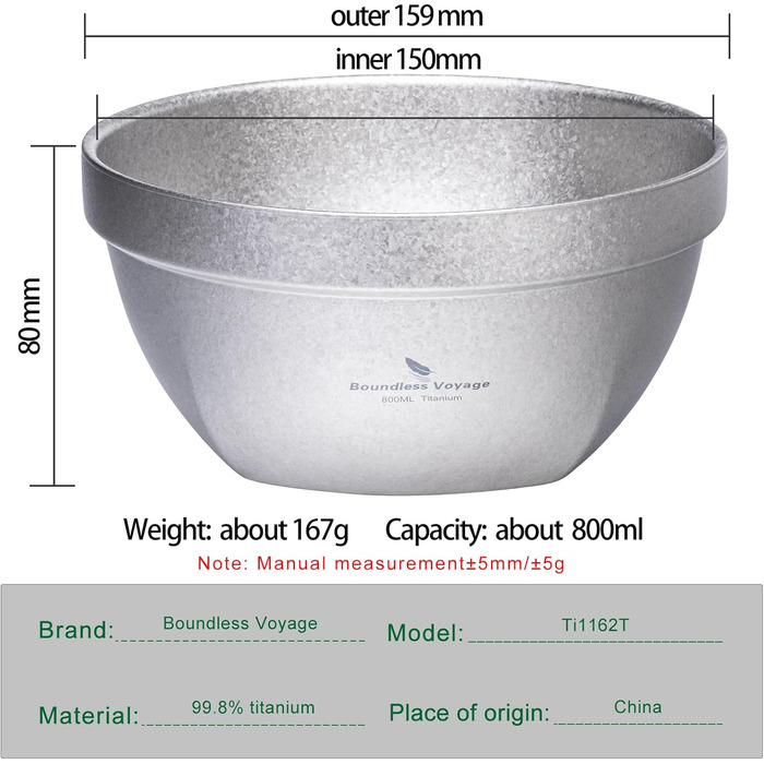 Титановая миска 800 мл Boundless Voyage