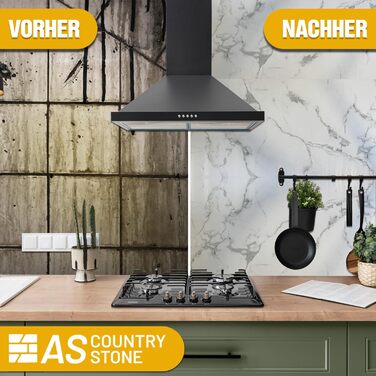 Стінові панелі AS Country Stone під мармур 60x120 см ПВХ-облицювання стіни з пластикових панелей для кухні, ванної кімнати тощо Панель кухонного фартуха (4 шт., Токіо)