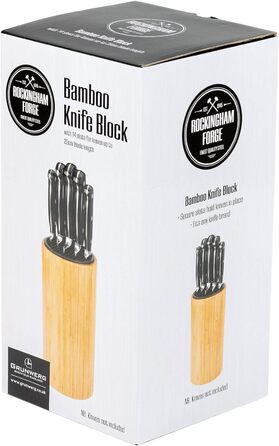 Блок ножів Rockingham Forge, пластик, похилий дизайн, порожній ножовий блок (дерево)