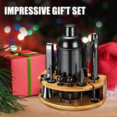 Набір для коктейлів 12 предметів чорний AOKITO