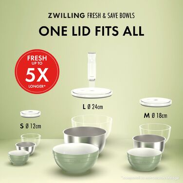Миска з вакуумною кришкою 12 см, нержавіюча сталь Fresh & Save Zwilling