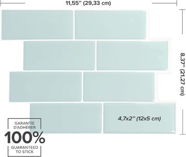 Наклейки для плитки, що самоклеяться - упаковка з 5 аркушів 29,36 см x 21,29 см - 3D самоклеючі ПВХ наклейки для плитки та фартуха для кухні, ванної кімнати та стін, кольорова та водонепроникна плитка (сіро-зелений колір)