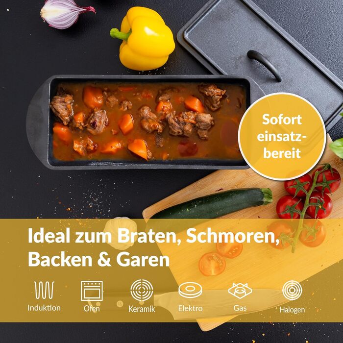 Чавунна форма для випікання  хліба 3 л прямокутна з кришкою Chefarone