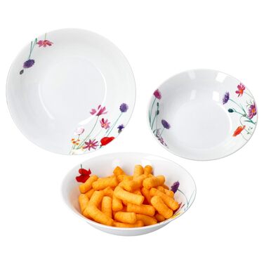 Набір із 3 мисок MamboCat Marie I 650 мл, 1 л та 1,3 л I висока порцелянова миска з декором із квіткової галявини для картоплі, пельменів, овочів, десерту, супу тощо.