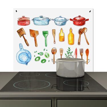 Фартух для плити, кухонний фартух, вініл, 78x52 см, декор для кухні, облицювання стіни, кришка для плити - сіро-чорна (кухня - креслення, 52Д x 65Ш см)