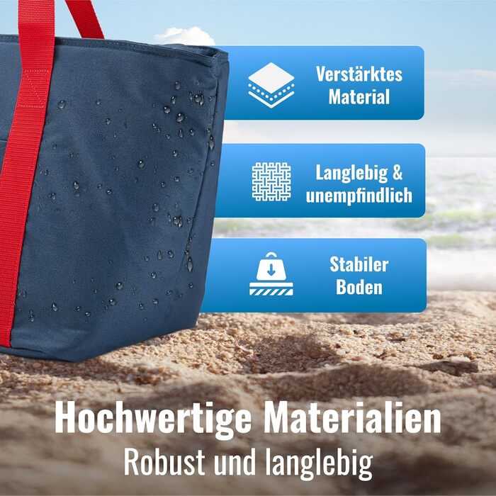 Сумка-холодильник Achilles, сумка для відпочинку з відділеннями для пляшок, сумка-холодильник, пляжна сумка, сумка для покупок, 55x25x32 см, червона