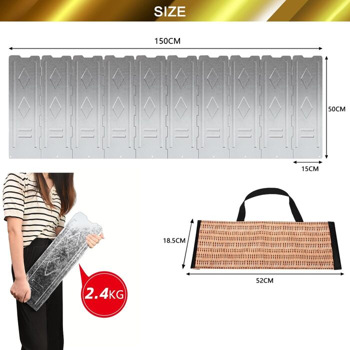 Ветрозащитный экран из нержавеющей стали 150 х 15 х 50 см drado