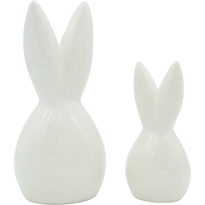 Набір декоративних елементів Heitmann керамічна пасхальна прикраса з порцеляновим ефектом, для встановлення, біла, приблизно 12,5 x 10,5 x 8 см (білий зайчик)