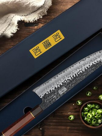 Ніж HOSHANHO Santoku Кухонний ніж ручного кування, ніж Сантоку Гостре лезо 18 см Кухонний ніж з японської серцевини VG10 Ніж для кухарів з ергономічною ручкою Подарункова коробка (ніж для кухарів Kiritsuke 23 см)