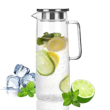 Стеклянный кувшин с крышкой для холодных и горячих напитков 1 л Sharemee